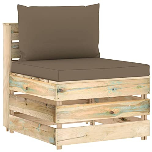 LAPOOH Modulares Mittelsofa mit Kissen, Lounge Sofa Outdoor, Garten Loungemöbel, Gartensofa, Loungesofa, Outdoor Couch, Gartenlounge, Balkon Set Möbel, Grün Imprägniertes Holz