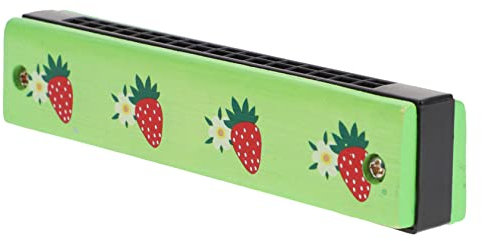 Vaguelly Wooden Harmonica Toy for Kids 16-Hole Mouth Organ with Animal and Fruit Patterns Smooth Grip Educational Musical Instrument for Early Learning and Child Development