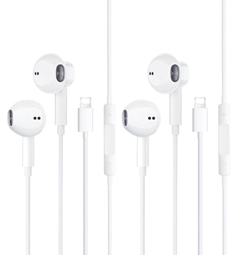 BONBELONG In-Ear Kopfhörer für iPhone, In-Ear-Kopfhörer, HiFi-Stereo-Kopfhörer mit Mikrofon und Lautstärkeregler, kompatibel mit iPhone 14 Pro Max /13/12/Mini/SE/11/X/8/7 Weiß 2 Pack