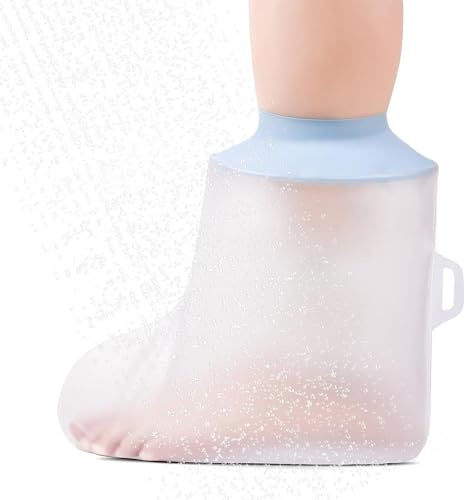 WENJION Couvre-pied imperméable pour douche, protection réutilisable pour plâtre et pansement pour pied et cheville adulte, housse de bandage étanche, sac élastique confortable pour casser, récupérer