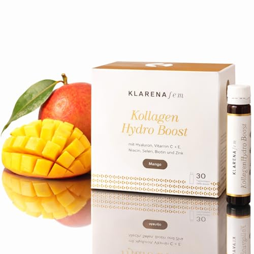 Kollagen Trinkampullen – 30 Stück für 30 Tage – 2500mg CollaSel PRO® Hydro Boost – Collagen 8-in-1 Beauty Formel mit Hyaluron, Vitamin C+E, Zink, Selen, Niacin & Biotin – KLARENA