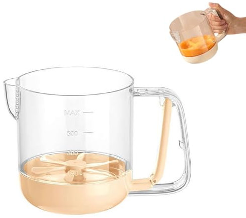 SHUZHENG Semi-Automatic Whisk,Plastic Manual Egg Mixer Cup with Scale Line,Versatile Milk Frother,Quick Hand Mixer Stirrer Kitchen Tool for Milk Powder Marinades Eggs Cake Batter (Yellow)