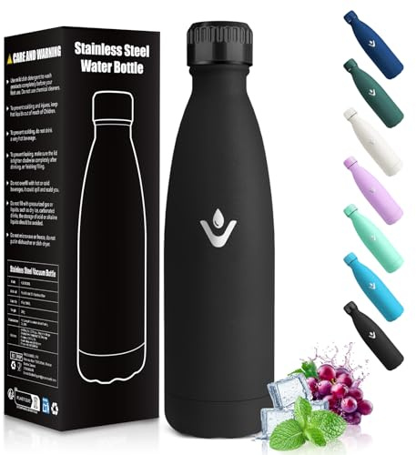 HoneyHolly Gourde Enfant, Acier Inoxydable 18/8, Bouteille Isotherme, 500ML Sans BPA, Gourde Inox Enfant, Étanche Double Isolation, Water Bottle pour Camping, Écoles, Gymnases