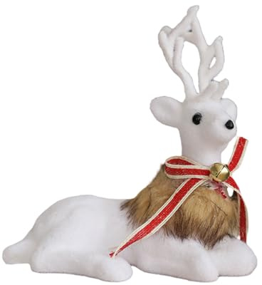 AOOOWER Realistische weiße Rentier-Figur, markantes weißes Rentier, Ornament, für Zuhause oder Büro, Weihnachtsdekoration