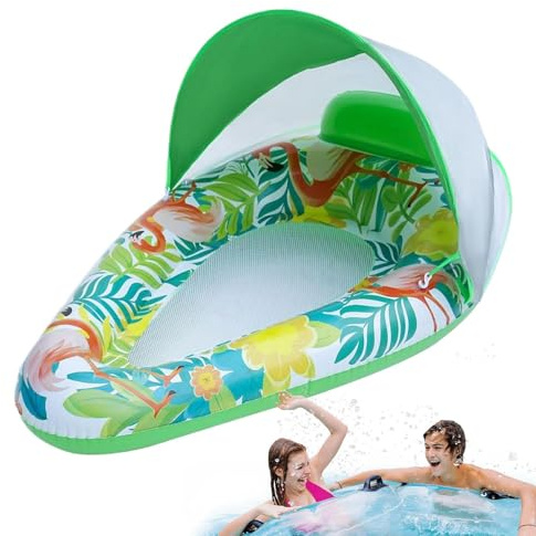 Pool Float With Sun Protection | Raft For Pool | Inflatable Raft With Sun Shade For Sports Swimming Sea Island Spring Kids And Youth
