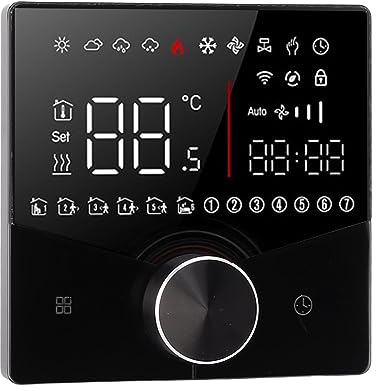 aqxreight Thermostat Numérique Intelligent avec Contrôle du Bouton et Color LCD pour Le Sauna ou Le Chauffage sous Le Plancher en Blanc (Black)