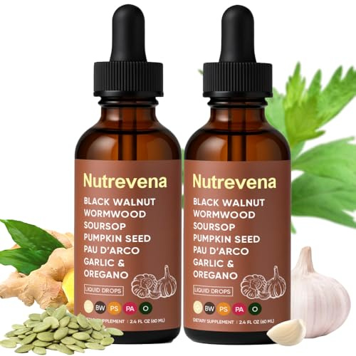 Nutrevena Black Walnut Gut Cleanse – 2pcs Natural Plant Extract Blend (Black Walnut, Wormwood, Clove, Pumpkin Seed, Turmeric) | Supports Digestive Comfort & Gut Balance | 60-Day Supply