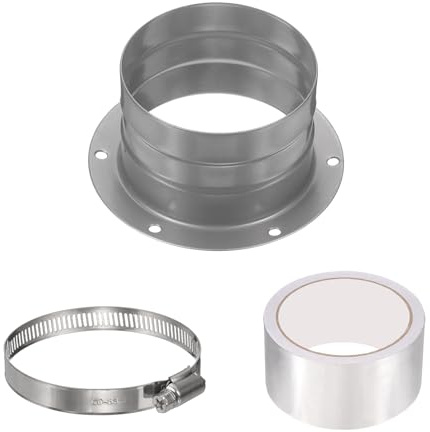 PATIKIL Flangia del connettore per condotto da 7,6 cm, flangia per tubo diritto in ferro zincato, connettore di sfiato dell'essiccatore con morsetto per riscaldamento dell'aria, raffreddamento