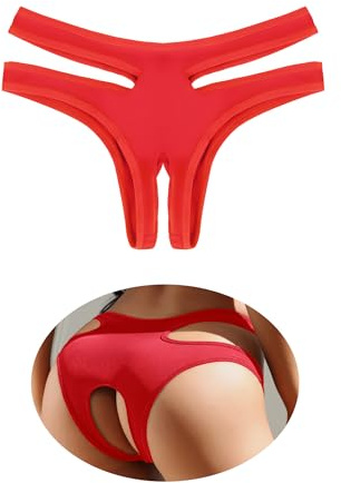 ohmydear perizoma da donna a vita bassa, mutandine erotiche, mini perizoma sul cavallo, biancheria intima sexy da donna, taglie forti, 1 confezione di colore rosso, M