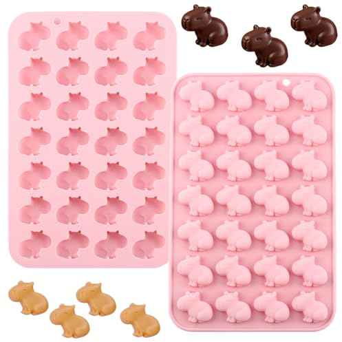 HGSHUO Silikonformen Capybara Backform Kuchenform Silikon Form Tiere Kuchenbackform Mousse Schokoladenformen Dessert Soap Geburtstag Halloween Weihnachten Candy 2 Stück