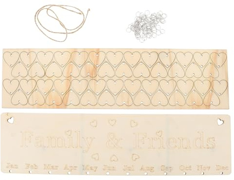FUNOMOCYA Set Fai da Te Calendario di Compleanno in Legno da Appendere, Ciondolo Decorativo per Promemoria Famiglia, Calendario Murale per Feste e Decorazioni Casa