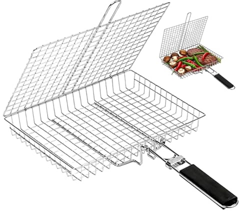 Panier à Poisson Panier à Gril Portable Pliable Support de Camping en Plein air pour Barbecue Poissons crevettes légumes Accessoires de Cuisine
