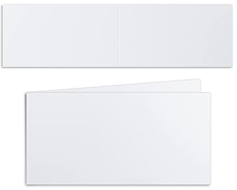 100x Falt-Karten DIN Lang - Hochweiß (Weiß) - querdoppelt-langdoppelt 10,5 x 21 cm - Blanko Doppelkarten - Klappkarten für Einladungen und Grußkarten zu Weihnachten und Geburtstag