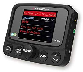 Albrecht DR 56+ DAB+ Adapter zum Aufrüsten von Auto-Radios mit TFT Display, 27256, mit FM-Transmitter für Musik-Streaming über das Handy, schwarz