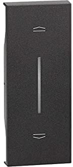 Bticino KG05 Cover Living Now da Applicare su Pulsante Interbloccato (Art. K4037) e Comando Tapparelle (Art. K4027C), Cover Illuminabile, 1 Modulo, Colore Nero