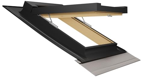 Emica - Finestra da tetto apertura Vasistas in Alluminio | Linea Habitat con Vetrata basso emissivo Certificata | Interno Legno Abete Lamellare Prima Scelta | Spazi Abitativi(114x118 Base x Altezza)