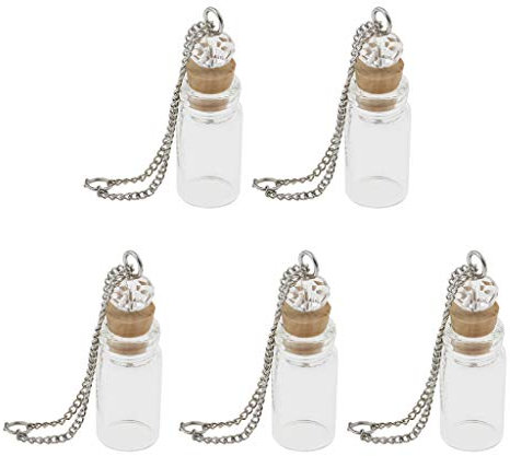 10x Bottiglia Vetro Con Collana Ciondolo Sughero Decorazione Boccetta Fai Da Te 1 ml