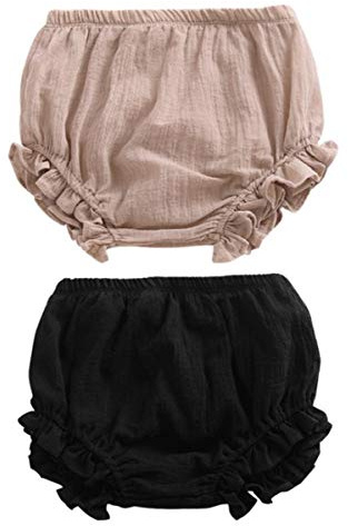AYIYO Windelhose für Neugeborene, Unisex, aus Leinen, 2 Stück Gr. 80, Khika+schwarz