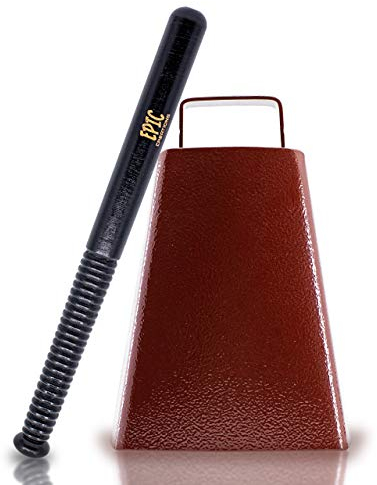 Epic Creations Cow bell with Handle-7 Inch Cow Bell Noise Maker, Cowbell Beater Stick, Cheering Bell for Football Games, Cow Bells for Sporting Events (Antique Copper)