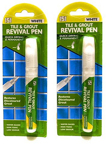 2 x Tile & Grout Revival Pen White - Quick Drying & Permanent