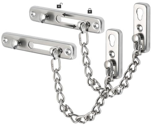 Alise Chain Door Guard Lock，Door Chain Locks with Safety Spring Anti-Theft Press Latch,Chain Locks for Inside Door and Extra Front Door Lock, Brushed Nickel(2 Pack)