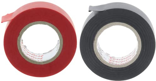 Restagraf - Assortiment de Ruban Adhésif PVC Rouge & Noir - Élongation 1,9 - Longueur 10 m - Isolation Électrique et Faisceaux - Résistance et Souplesse - Réf. 226700 - Blister de 2