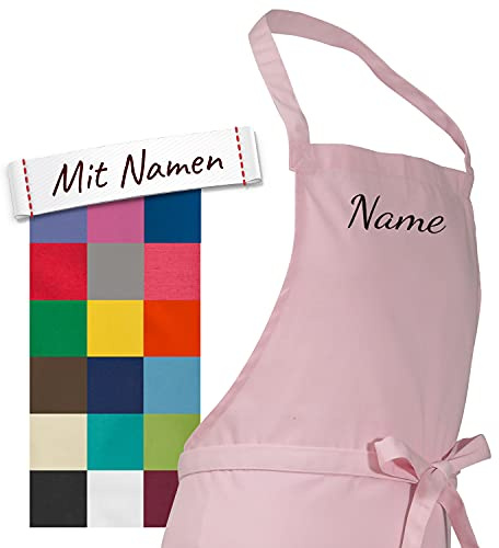 LALALO Personalisierte Schürze mit Namen, Latzschürze Bestickt, Kochschürze Grillschürze Damen Herren, Malschürze Basteln, Kochen, Garten oder Werken, 100x80 cm