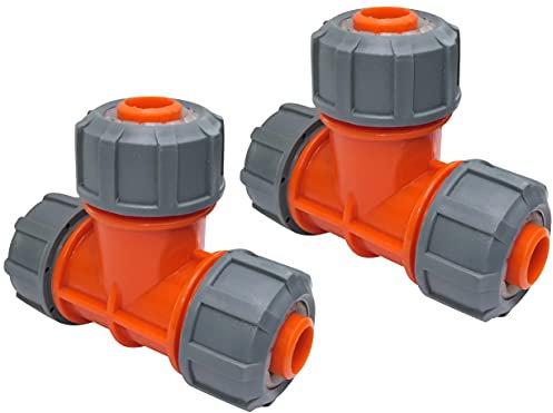 AERZETIX - C48611 - Lot de 2 Connecteurs de Tuyau d'arrosage en ''T'' 19mm à 3 Voies - raccord Rapide pour tuyaux d'irrigation - coupleur d'accouplement en Plastique