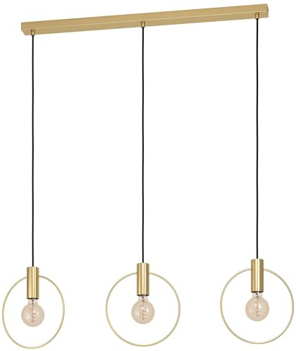 EGLO Pendelleuchte Manizales, 3 flammige Hängelampe minimalistisch, elegant | Hängeleuchte aus Metall in Messing, Esstischlampe, Wohnzimmerlampe hängend mit E27 Fassung