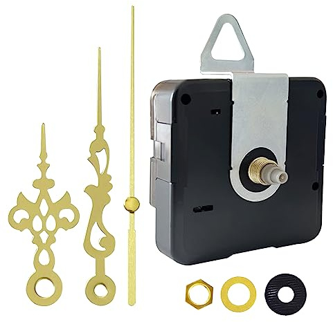 DEEWISH Quarz Uhrwerk für DIY-Wanduhren, batteriebetriebener Ersatz Mechanismus, Gesamtschaftlänge 13 mm (33/64 Zoll), goldene Zeiger B