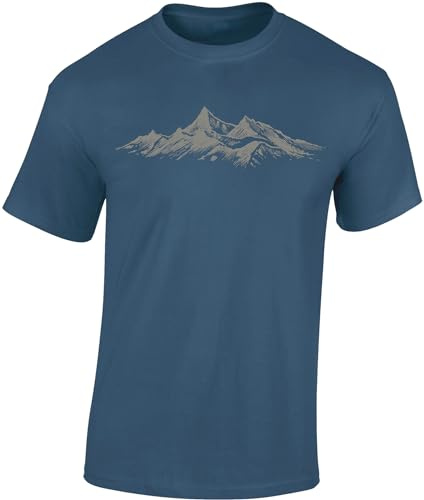 Baddery T-shirt de randonnée pour homme « Alpenpeak », Bleu jeans, XL