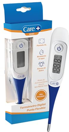 Care+, Termómetro Digital Punta Flexible, Alta Precisión, Medición Rápida, Pantalla LCD, Uso Oral, Axilar y Rectal, Sin Mercurio, Memoria Última Lectura