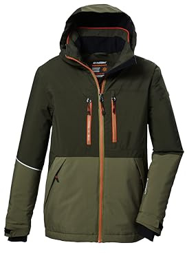 killtec Niños Chaqueta de esquí/chaqueta funcional con capucha y protección contra la nieve KSW 388 BYS SKI JCKT, oliv, 140, 42114-000