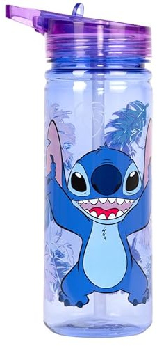 Disney Bouteille en plastique Stitch avec paille sans BPA – Bouteille d'eau scolaire de 580 ml pour filles, 100% étanche, bouteille de boisson durable pour filles