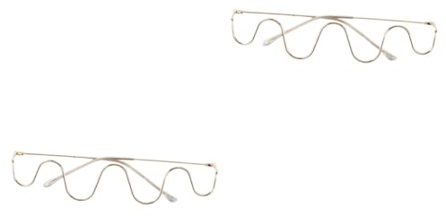VALICLUD 2 Stk Wellen lose dekorative Brillen gestelle Handdekor Brillengestelle für Damen ohne Gläser Metall Brillenrahmen Goldener Brillenrahmen rahmenlose Brille Welle Brille prop bunt