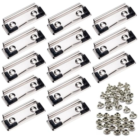 Wanfoou Clip de presse-papiers avec poignée en caoutchouc, trou de suspension, pince de fixation pour presse-papiers, dossiers, dossiers, panneaux durs, pince plate en métal montable sur le