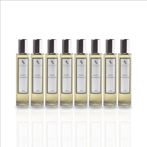 Arabian Opulence FR50 BABY POWDER Roll-on Parfümöl | Konzentriertes Parfüm Körperöl | Langanhaltendes Parfüm auf Ölbasis für Männer und Frauen | Reisegröße Alkoholfreies Flasche (15ml, 8er-Pack)