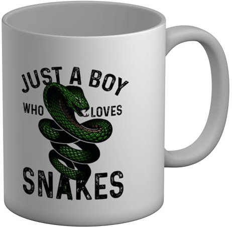 Shopagift Boy who Loves Snakes Mug Cobra Pet Reptile White 11oz Large Ceramic Cup