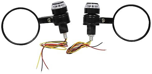 Lenkerendenspiegel Motorrad Schwarze Runde Motorrad 22 Mm 7/8 Zoll Lenkerendspiegel Blinker Rückansicht Seitenspiegel Für Ducati Für Triumph Für Suzuki Chopper Spiegel(White)