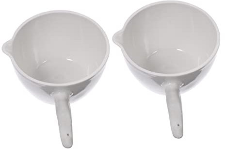 OUNONA 2 Stück Porzellan Verdunsten Becken Mit Griff 70 Ml Runde Verdampferschale Labor Abdampfschale Wiederverwendbar Mit Ausguss Für Schule Und Haushalt