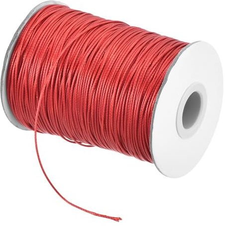 QUARKZMAN Cordoncino Cerato 1mm Cordoncino in Poliestere Cerato 175 Iarde Filo Cerato per Realizzazione Braccialetti Collane Perline Gioielli Creazioni Fai Da Te (Rosso)