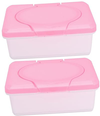 BUGUUYO 2stücke Nachhaltige Wet Tissue Aufbewahrungsboxen Mit Deckel Kompakte Stabile Organizer Für Feuchte Tücher Vielseitig Einsetzbar Einfach Zu Reinigen Staubdicht Und Hygienisch Rosaf