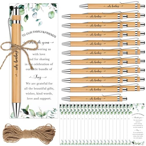 Kklolai 36 Sets Baby Shower Favors Gifts for Guest Baby Shower Retractable Ballpoint Pens with Thank You Bookmarks Gender Reveal Party Favor for Babies Shower Party Souvenirs Prizes (Exquisite)