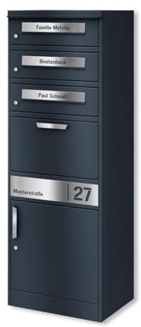 Metzler® boîte à Colis Grand Format avec Triple Compartiment sécurisé et Plaque Gravure personnalisée Anthracite RAL 7016 – réception sans Contact Durable – Bispo 2