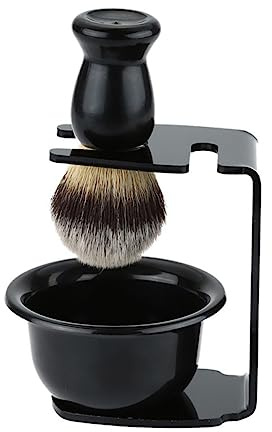 Healeved Spazzola Da Barba Pelliccia Di Tasso Con Supporto Pratico Set Compatto Per Della Barba Facile Da Pulire e Leggera Accessorio Per La Casa Nero