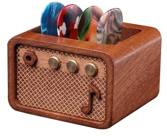 CoolGift Mart Gitarren Zubehör - Holz Pickhalter für E-Gitarren - Elegante Aufbewahrung & Präsentation von Gitarrenpicks - Praktisches Geschenk für Gitarristen