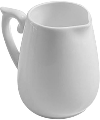 PAMINGONO Jarra De Leche De Cerámica Blanca De 160 Ml Asa, Recipiente Multiusos Para Crema y Café, Desnatadora Ergonómica Para Uso Cafetería y Hogar