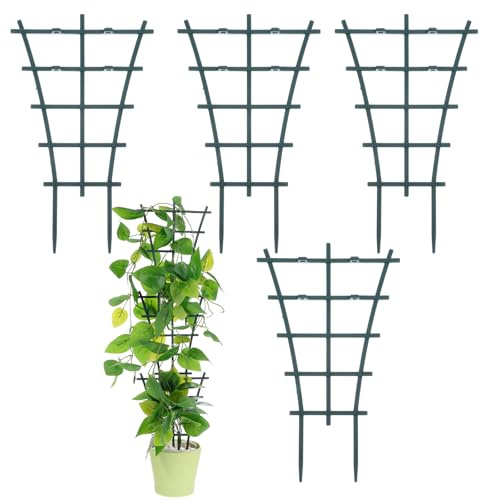 WY LIGHTING LEVEL 4 Pack Mini Indoor/Outdoor Green Plastic Semicircular Powder Coated Plant Trellis for Climbing Plants