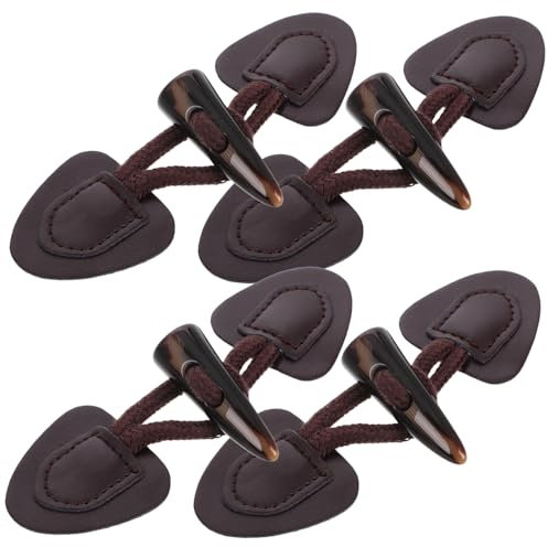QWFVHJ Lederknöpfe, Dufflecoat-Knebelknöpfe, 4 Sets Kunsthorn-Lederschnalle Knebelknöpfe Mantel