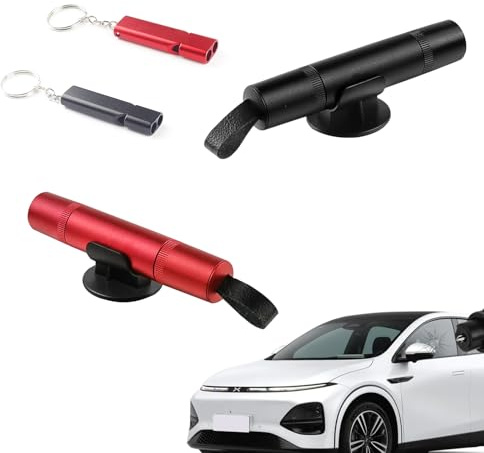 LINTRA 2 in 1 Rompi Vetro Auto Emergenza, 2 Pezzi Rompivetro Auto e Taglia Cintura, Martello di Emergenza Portatile, Rompi Finestrino Auto con Fischietto, per Auto e Autobus